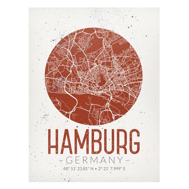 Lavagne magnetiche con frasi Mappa di Amburgo - Retrò