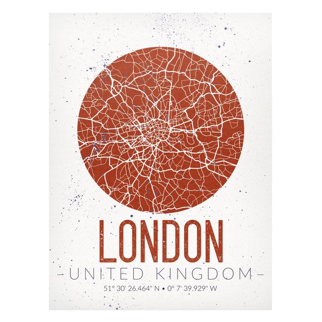 Quadri moderni per arredamento Mappa della città di Londra - Retrò