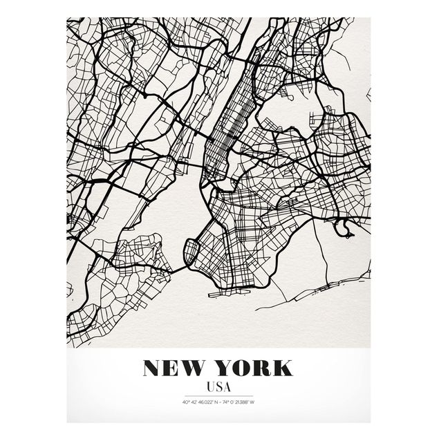Lavagna magnetica mappamondo Mappa di New York - Classica
