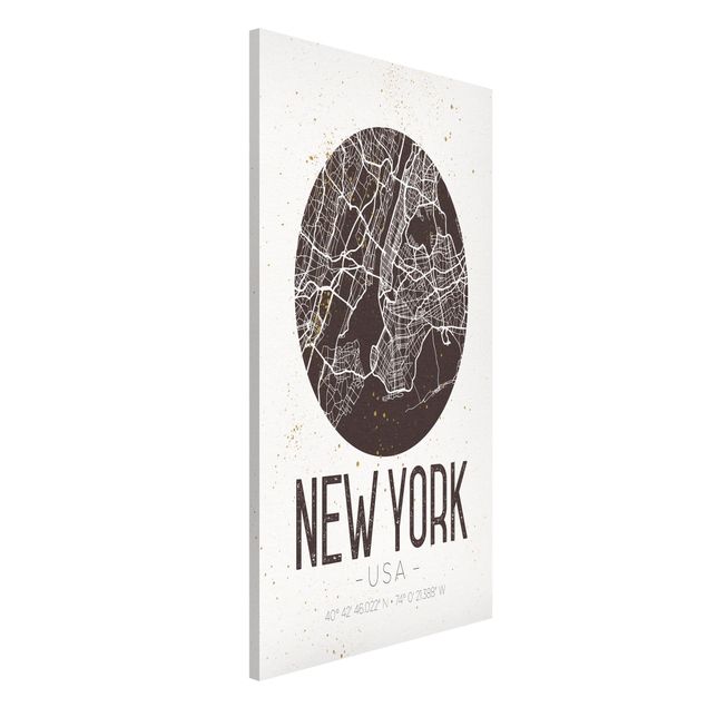 Quadri di New york Mappa di New York - Retrò