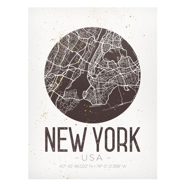 Quadri moderni per arredamento Mappa di New York - Retrò