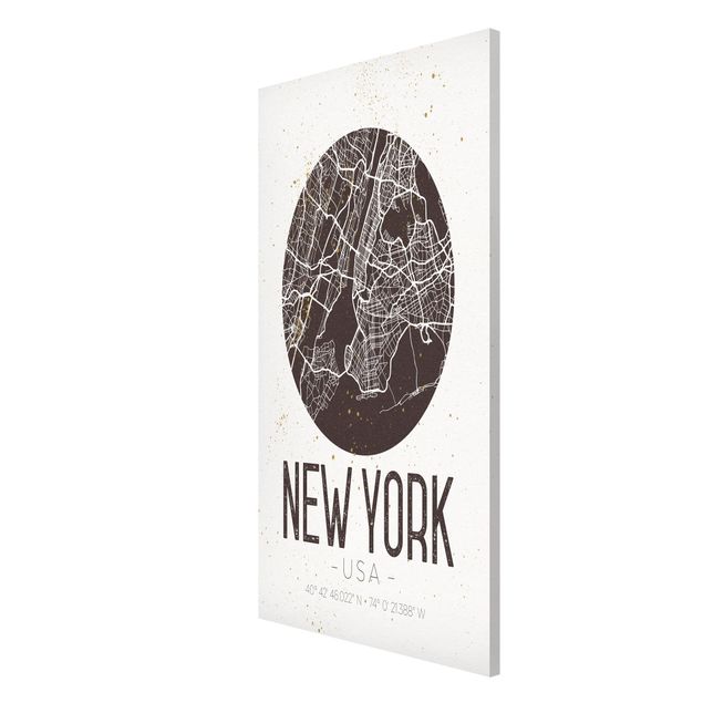 Quadri moderni bianco e nero Mappa di New York - Retrò