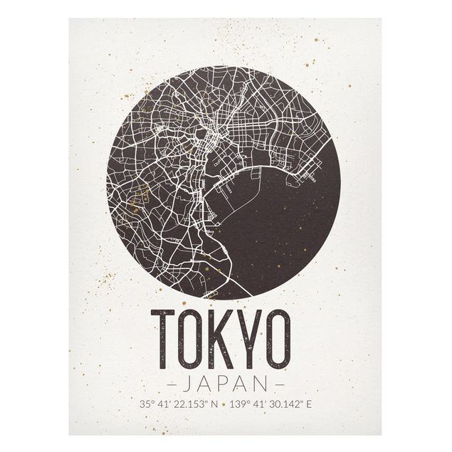 Quadri moderni per arredamento Mappa di Tokyo - Retrò