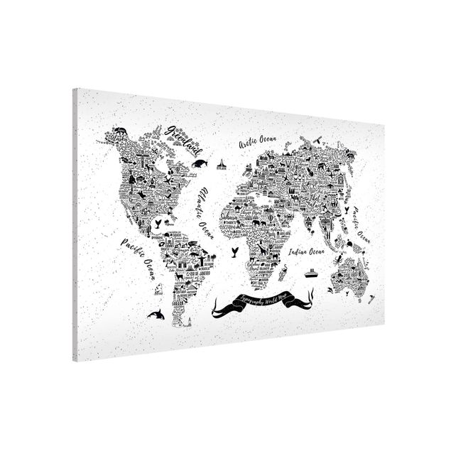 Decorazioni cameretta Mappa del mondo - tipografica bianca