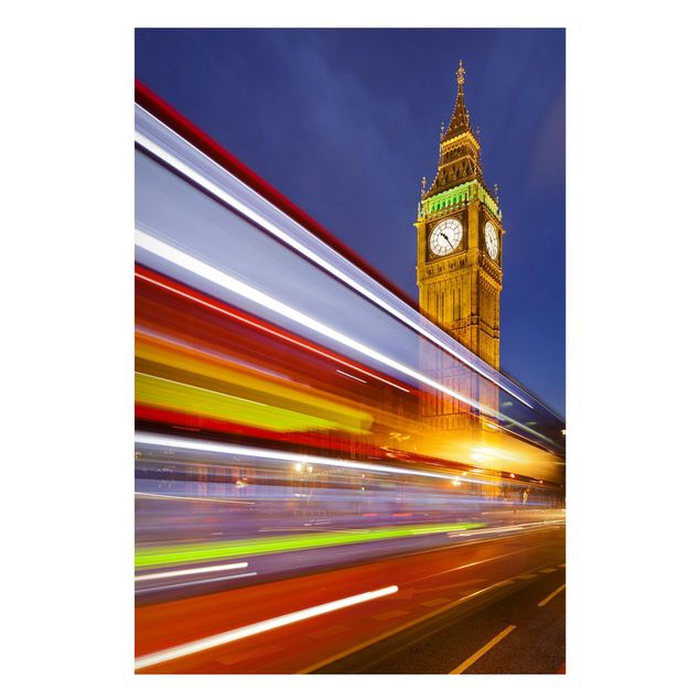 Lavagne magnetiche con architettura e skylines Traffico a Londra al Big Ben di notte