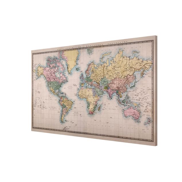 Quadro mappamondo Mappa del mondo vintage del 1850