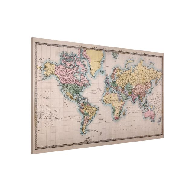 Quadro moderno Mappa del mondo vintage del 1850