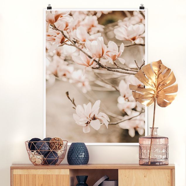 Quadro paesaggio Ramoscello di magnolia in stile vintage
