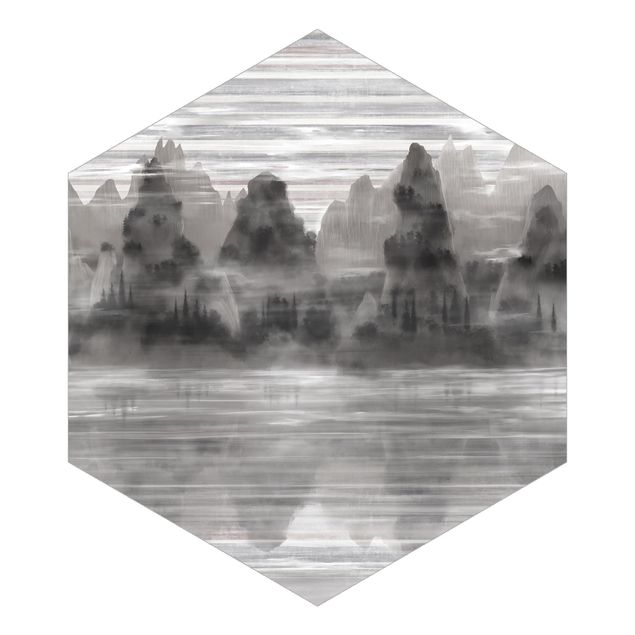 carta da parete Montagne pittoresche in una nebbia mistica