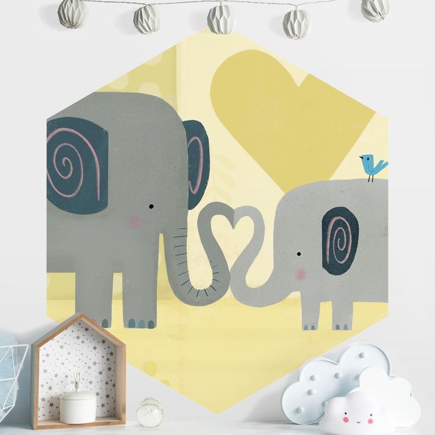 Carta da parati adesiva Io e la mamma - Elefanti