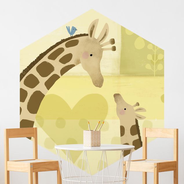 Carta parati adesiva Io e la mamma - Giraffe