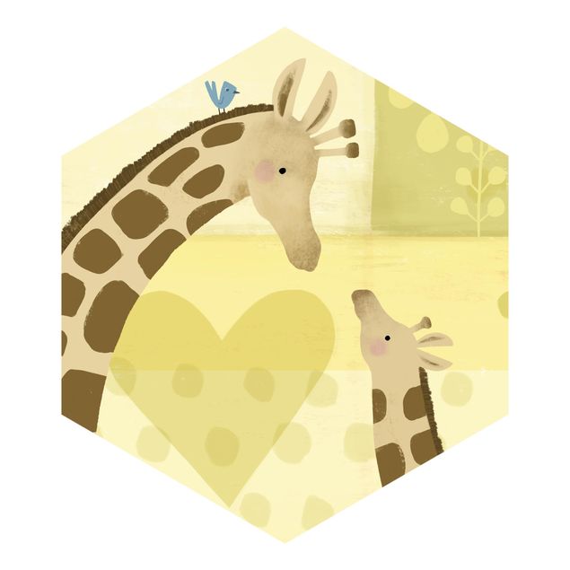 Fotomurale esagonale autoadesivo Io e la mamma - Giraffe