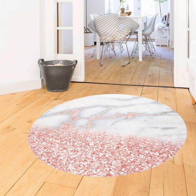 tappeti moderni astratti Effetto marmo con coriandoli rosa chiaro