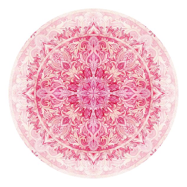 Carta da parati moderna Mandala Acquerello Ornamento Disegno Rosa