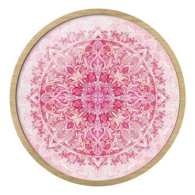 Quadri con cornice Mandala Acquerello Ornamento Disegno Rosa