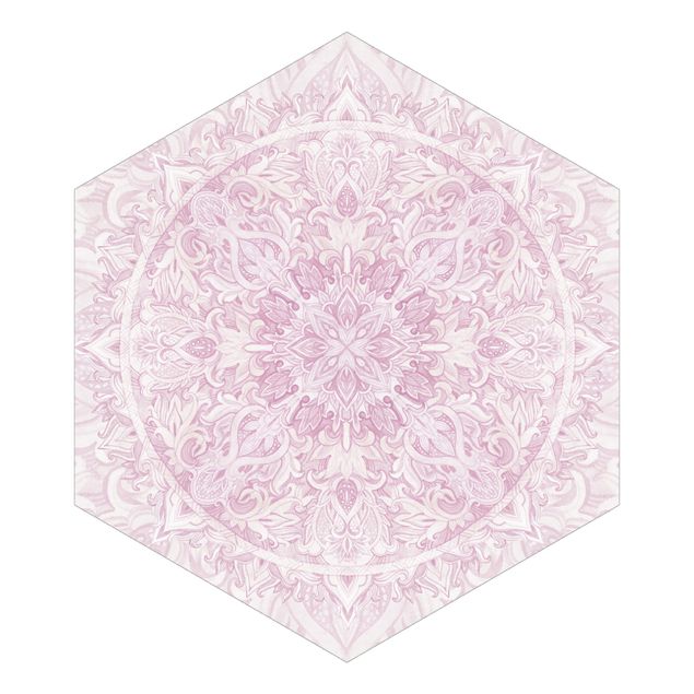 Carta da parati online Ornamento mandala in acquerello rosa