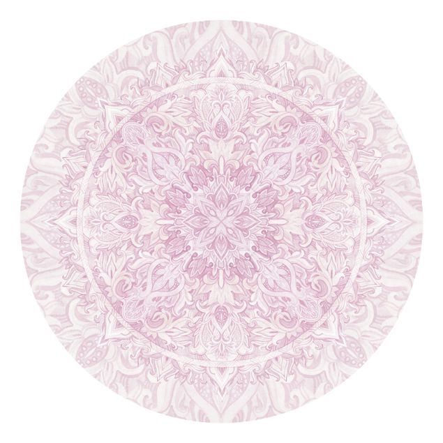 Carta da parati moderna Ornamento mandala in acquerello rosa