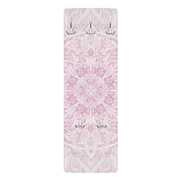 Appendiabiti moderno - Ornamento mandala in acquerello rosa