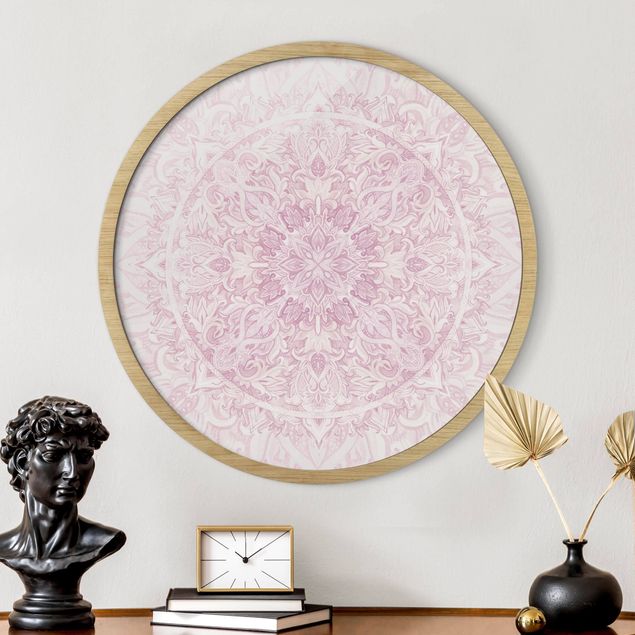 Quadri moderni   Ornamento mandala in acquerello rosa