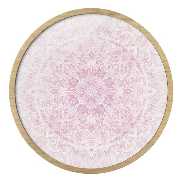 Stampe Ornamento mandala in acquerello rosa