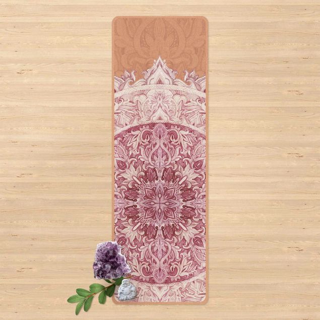 tappeto design moderno Mandala acquerello ornamento rosso