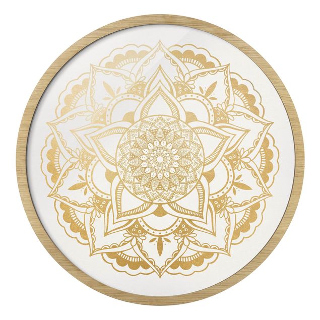 Stampe incorniciate Mandala Fiore Oro Bianco