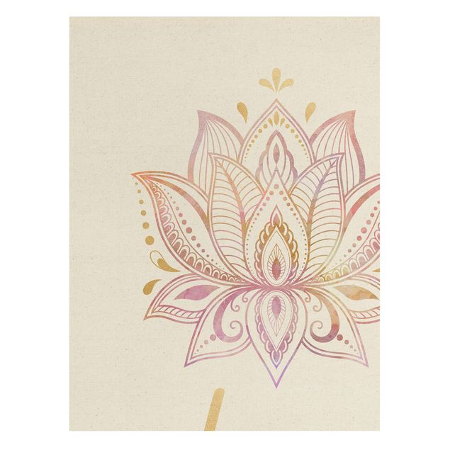 Stampa su tela Mandala Namaste Lotus Set Oro Rosa Chiaro