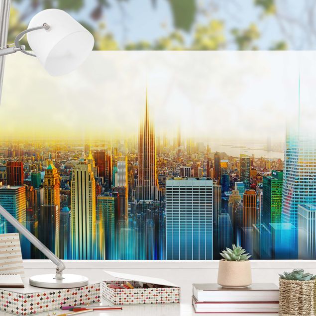 Adesivi per finestre con architettura e skylines Manhattan astratta
