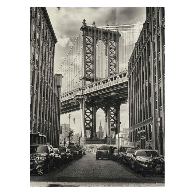 Quadri moderni bianco e nero Ponte di Manhattan in America
