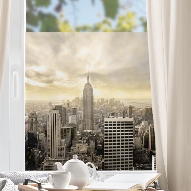Adesivi per finestre con architettura e skylines Alba a Manhattan