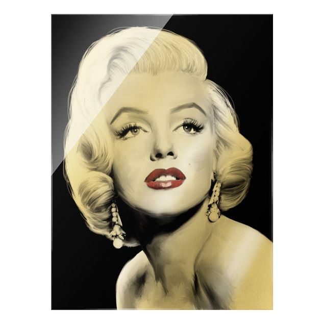 Glas Magnetboard Marilyn con gli orecchini