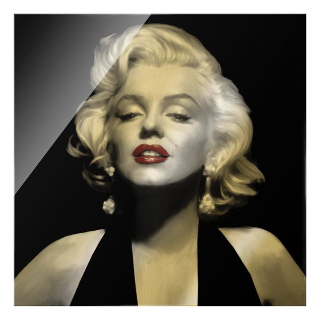 Magnettafel Glas Marilyn con le labbra rosse