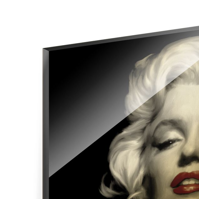 Quadro in vetro - Marilyn With Red Lips - Quadrato 1:1