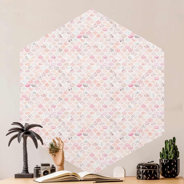 Carta da parati geometrico Motivo di marmo rosa