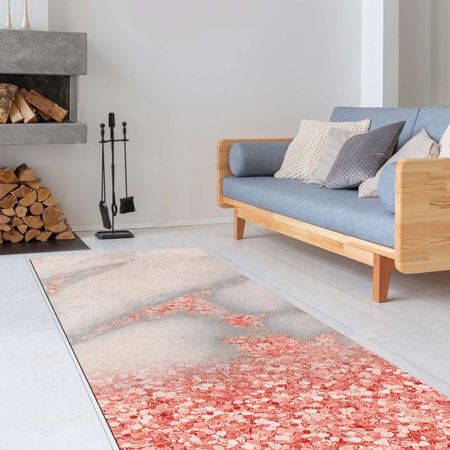 tappeti moderni astratti Effetto marmo con coriandoli rosa chiaro