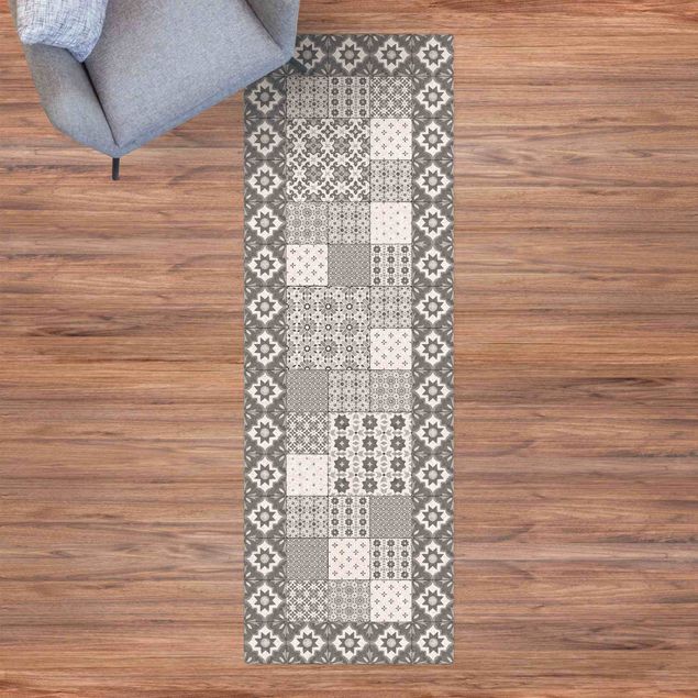 tappeto passatoia Piastrelle marocchine combinazione Marrakech con cornice piastrelle