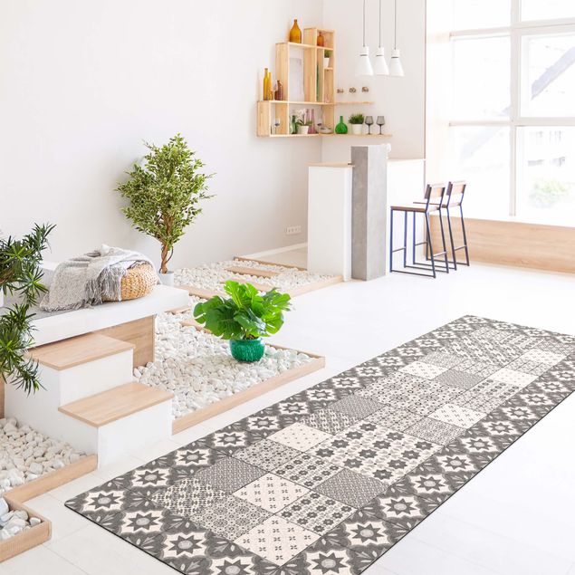 tappeto moderno grigio Piastrelle marocchine combinazione Marrakech con cornice piastrelle
