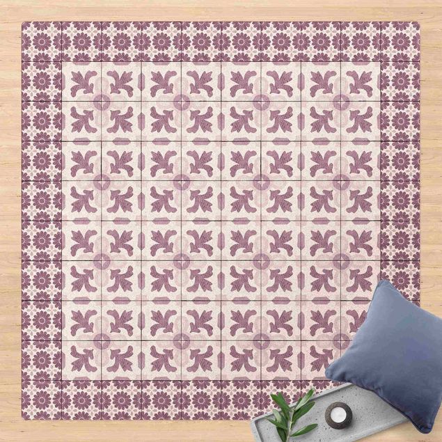 Tappeti effetto piastrelle Piastrelle marocchine con ornamenti con cornice per piastrelle