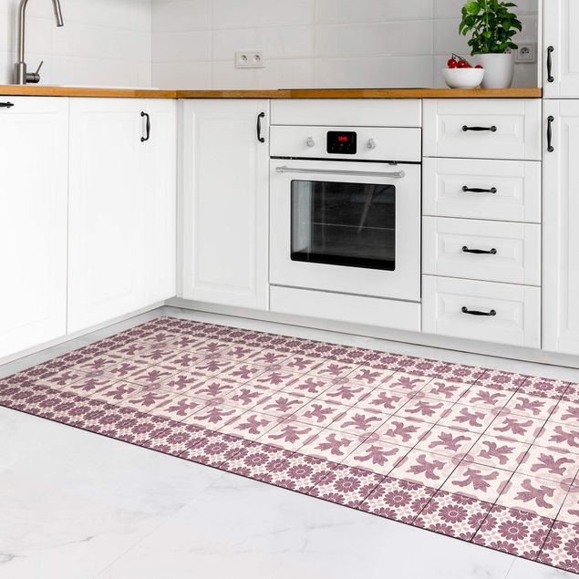 tappeto viola Piastrelle marocchine con ornamenti con cornice per piastrelle