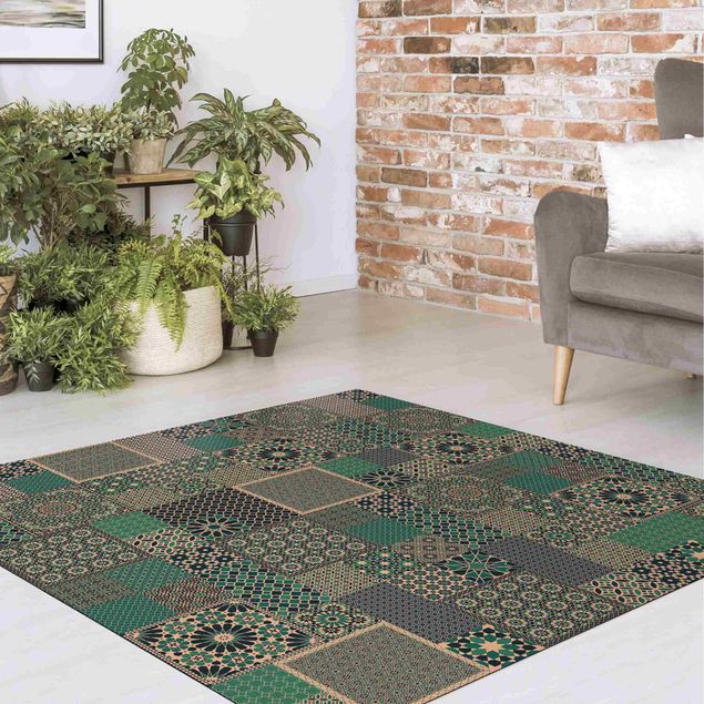 tappeti sala da pranzo Piastrelle mosaico marocchino blu turchese