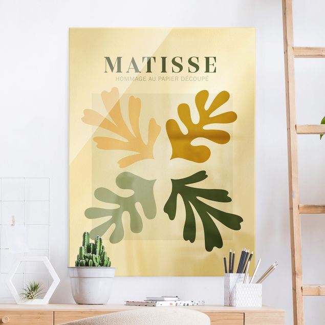 Quadri in vetro astratti Interpretazione Matisse - Foglie