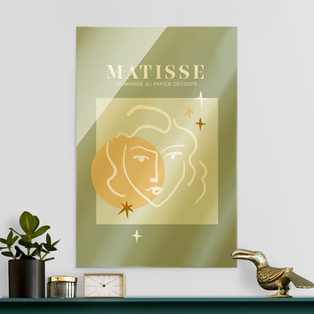 Quadri in vetro astratti Interpretazione di Matisse - Volto e stelle