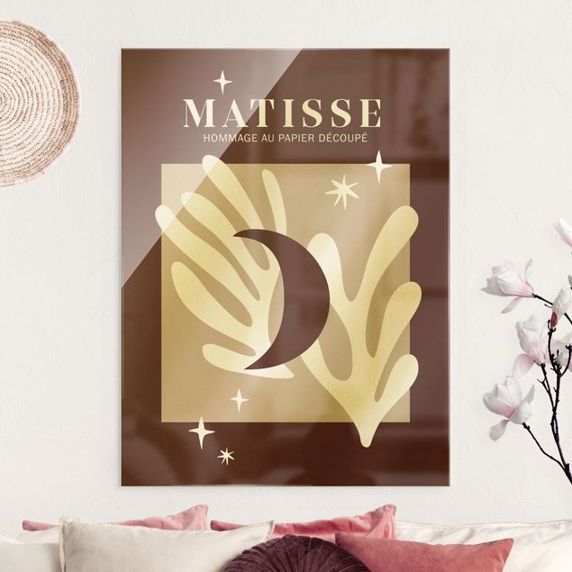 Quadri in vetro astratti Interpretazione Matisse - Luna e stelle rosso