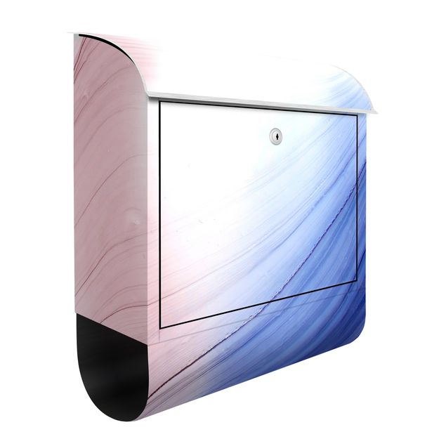 Cassette della posta con motivo astratto Danza di colori mélange blu con rosa