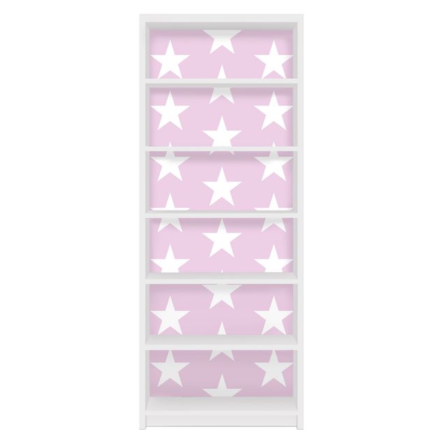 Pellicole adesive con disegni Stelle bianche su rosa chiaro