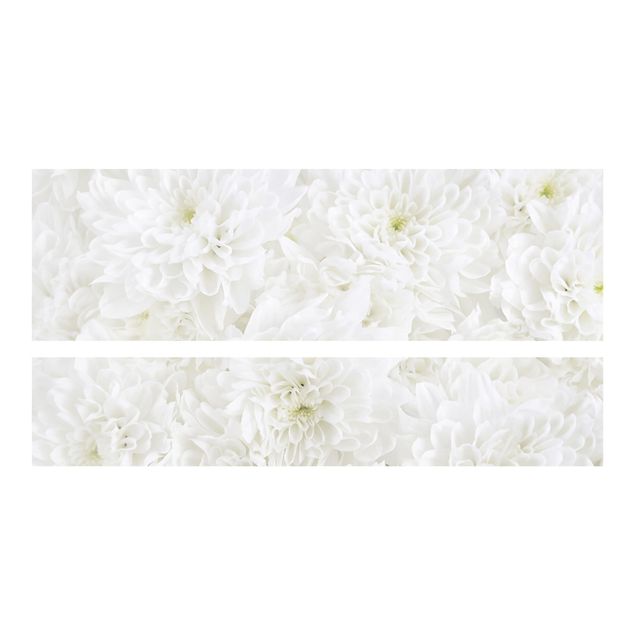 Carta adesiva per mobili IKEA Malm Letto basso 140x200cm - Dahlias Flower Sea White