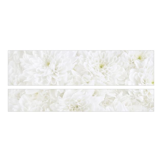 Carta adesiva per mobili IKEA Malm Letto basso 180x200cm - Dahlias Flower Sea White