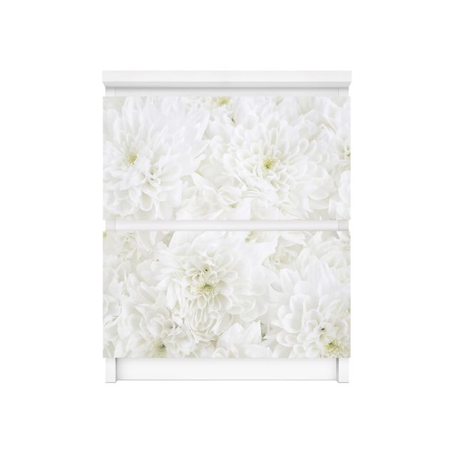 Pellicole adesive per mobili cassettiera Malm IKEA Mare di dalie bianche