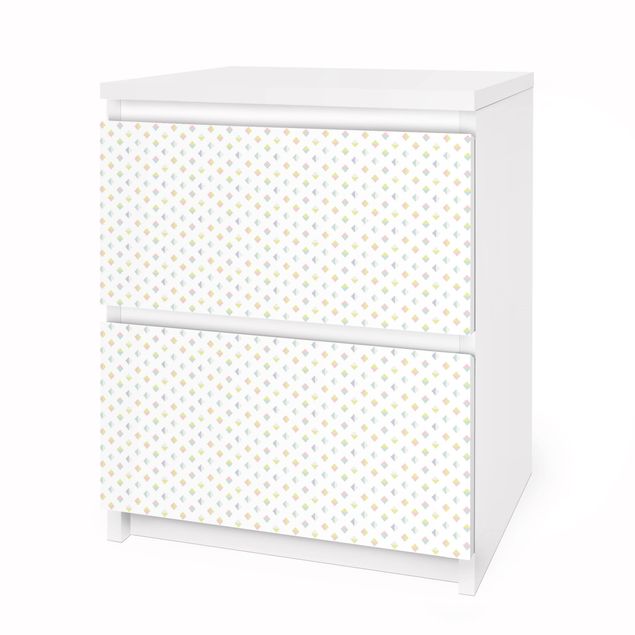 Carta adesiva per mobili IKEA Malm Cassettiera 2xCassetti - Pastel Triangles