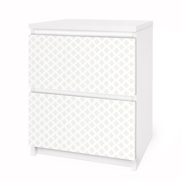 Pellicole adesive per mobili cassettiera Malm IKEA Griglia di diamanti beige chiaro